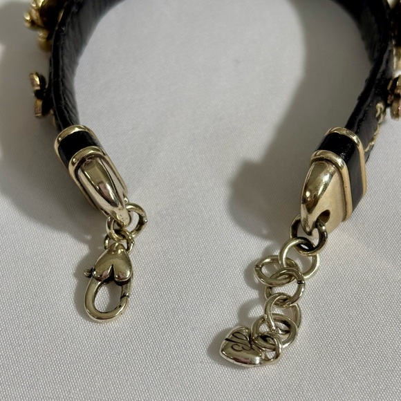 Vintage Brighton black leather and enamel flowers bracelet- lovely - Picture 6 of 7